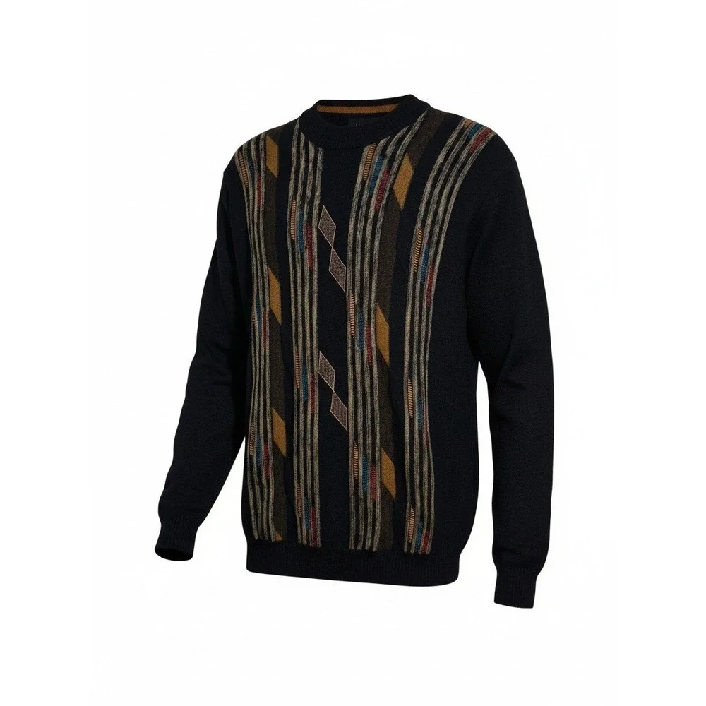 Vintage Y2k Miko Wool 3D Geometric Menx size Large Streetwear Grandpa Sweater